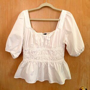 GAP 100% Cotton Poplin Puff-Sleeve Shirt - Large